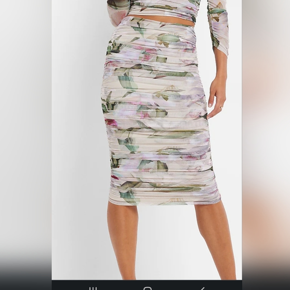 Body Contour Mesh Ruched Midi Skirt built in Shapewear